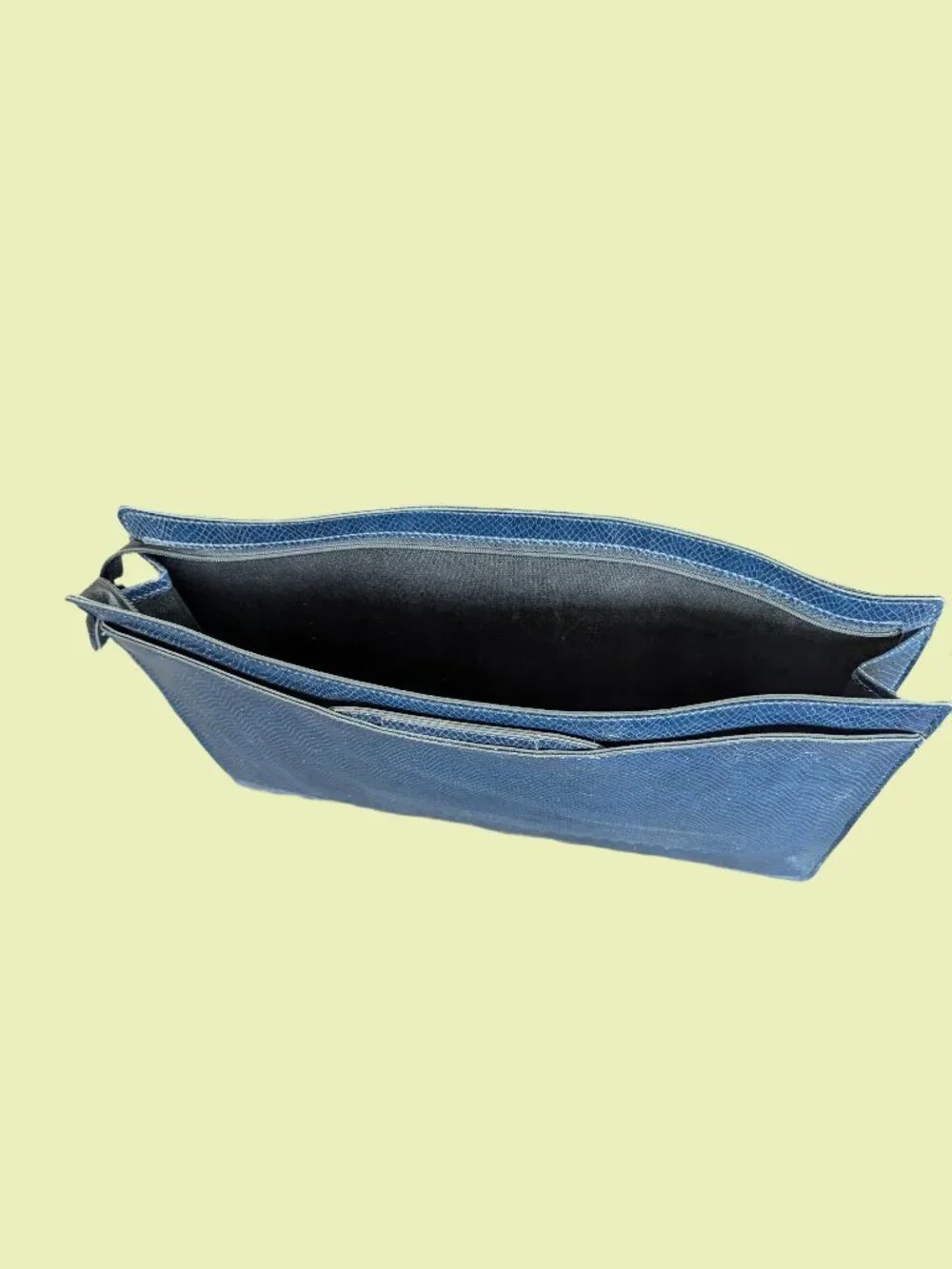 Hazel's Blue Leather Snakeskin embossed Briefcase with retractable handles